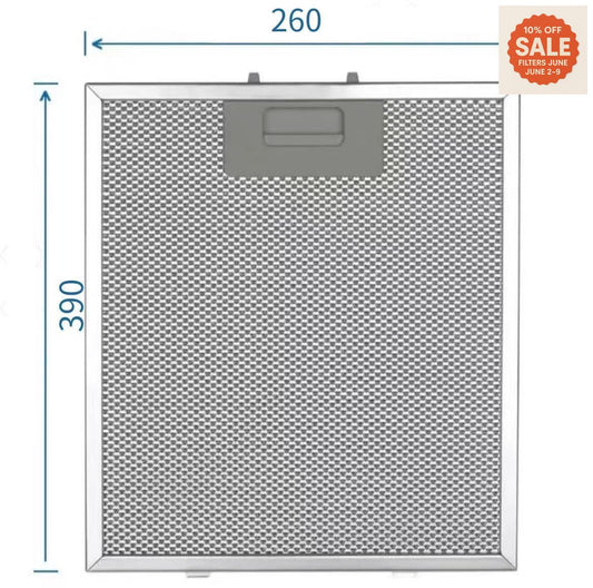Universal Range Hood Filter – Aluminium Mesh 260 mm x 390 mm Brandnew Rangehood filter
